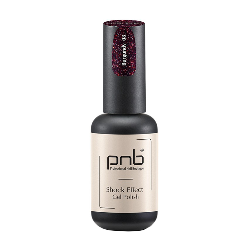 Гель-лак для нігтів PNB Shock Effect Gel Polish 08 Burgundy, 8 мл